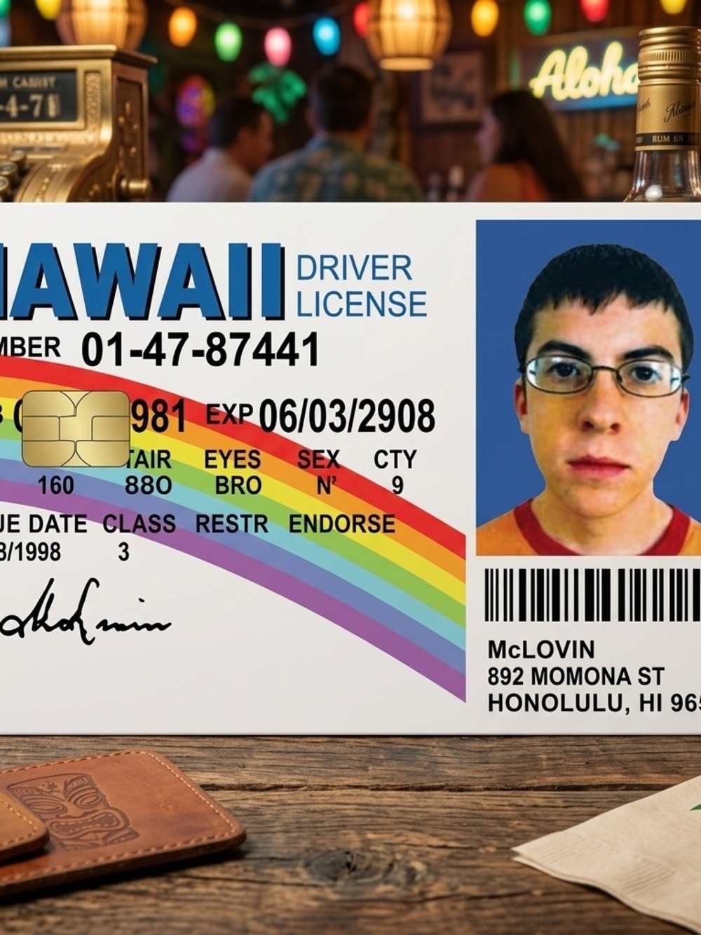 Hawaii Driver License Credit  Card Skin